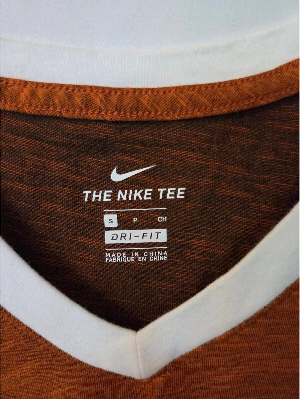 Nike Texas Longhorns Women's Small Dri-FIT V Neck T Shirt Burnt Orange NCAA
